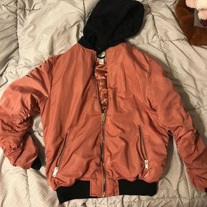 Puffer Zip Up Jacket w/Removable Hood - Pink